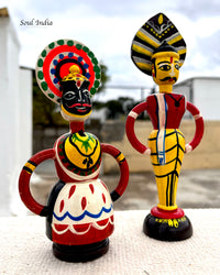 Handcrafted GI TAGGED Etikoppaka Kathakali Couple