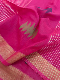 Handloom Silk Cotton Saree Jamdani weave Saree -Magenta