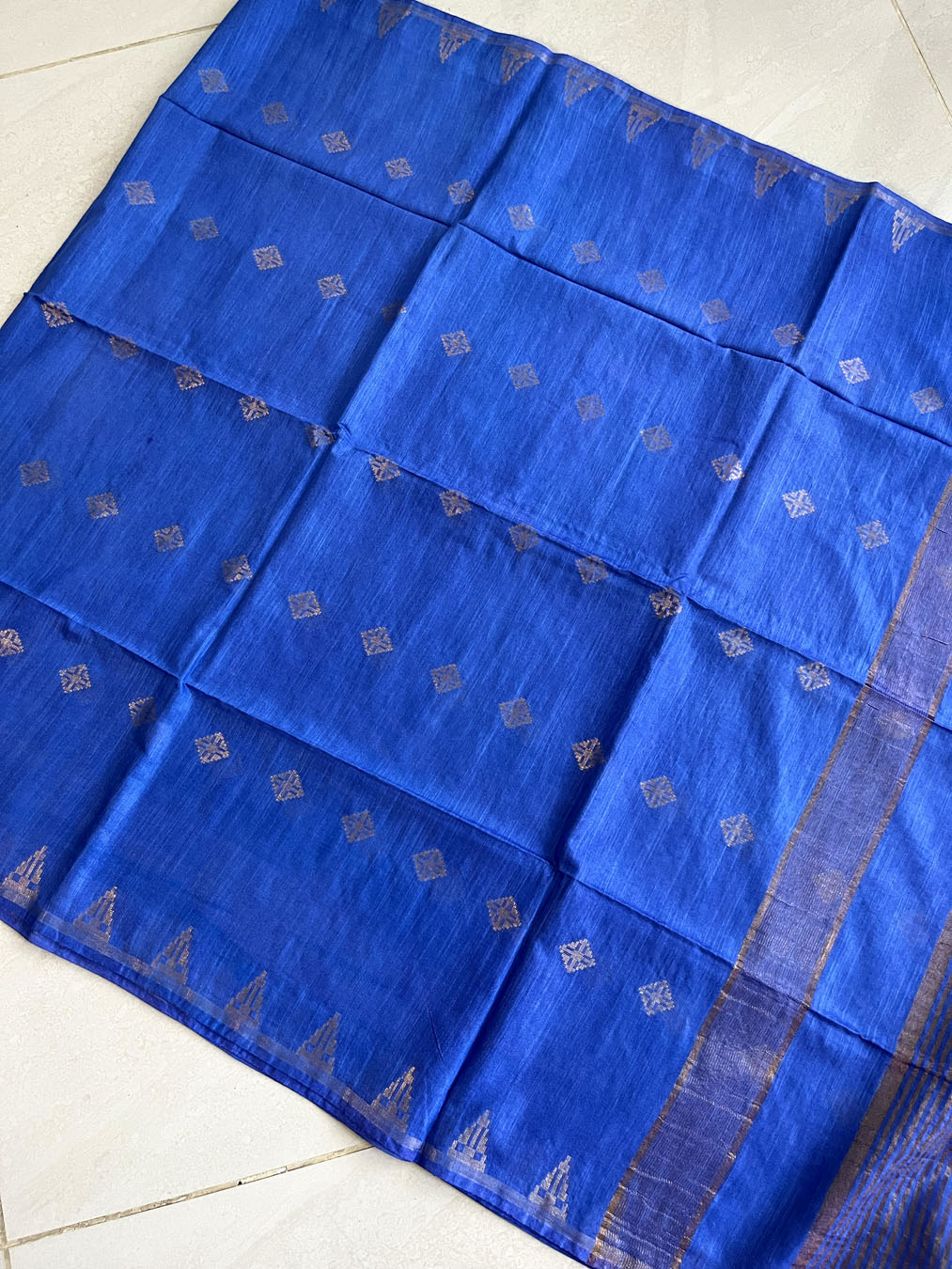 Bengal Silk Cotton With Zari Work - Blue