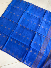 Bengal Silk Cotton With Zari Work - Blue