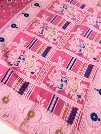 Jamdani Saree with all over Floral work- Baby Pink