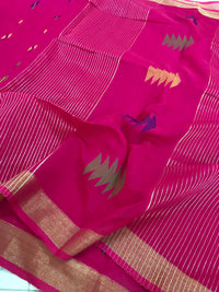 Handloom Silk Cotton Saree Jamdani weave Saree -Magenta