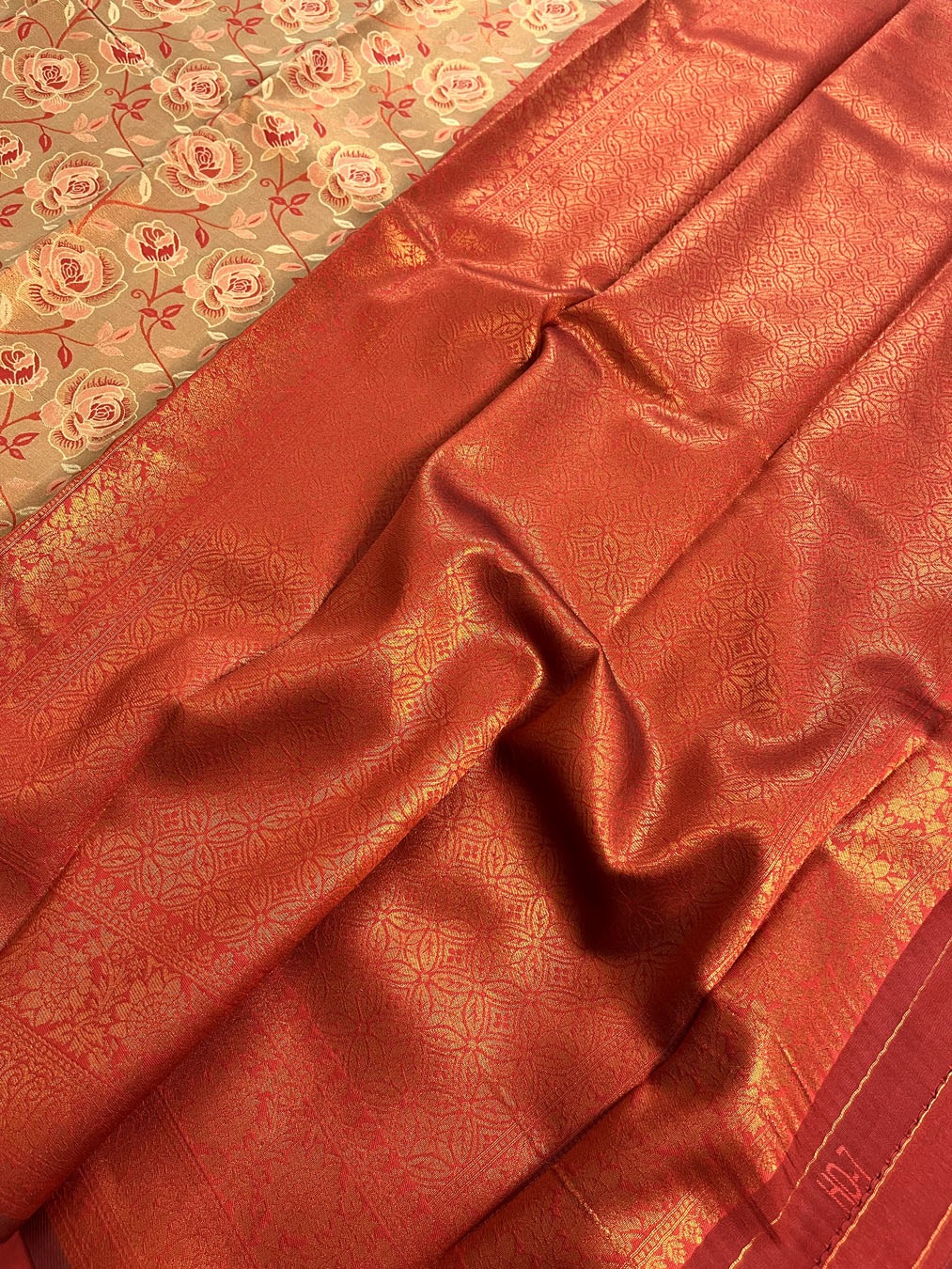 Contemporary Banarasi South Silk With Woven Floral Motifs - Golden