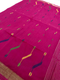 Handloom Silk Cotton Saree Jamdani weave Saree -Magenta