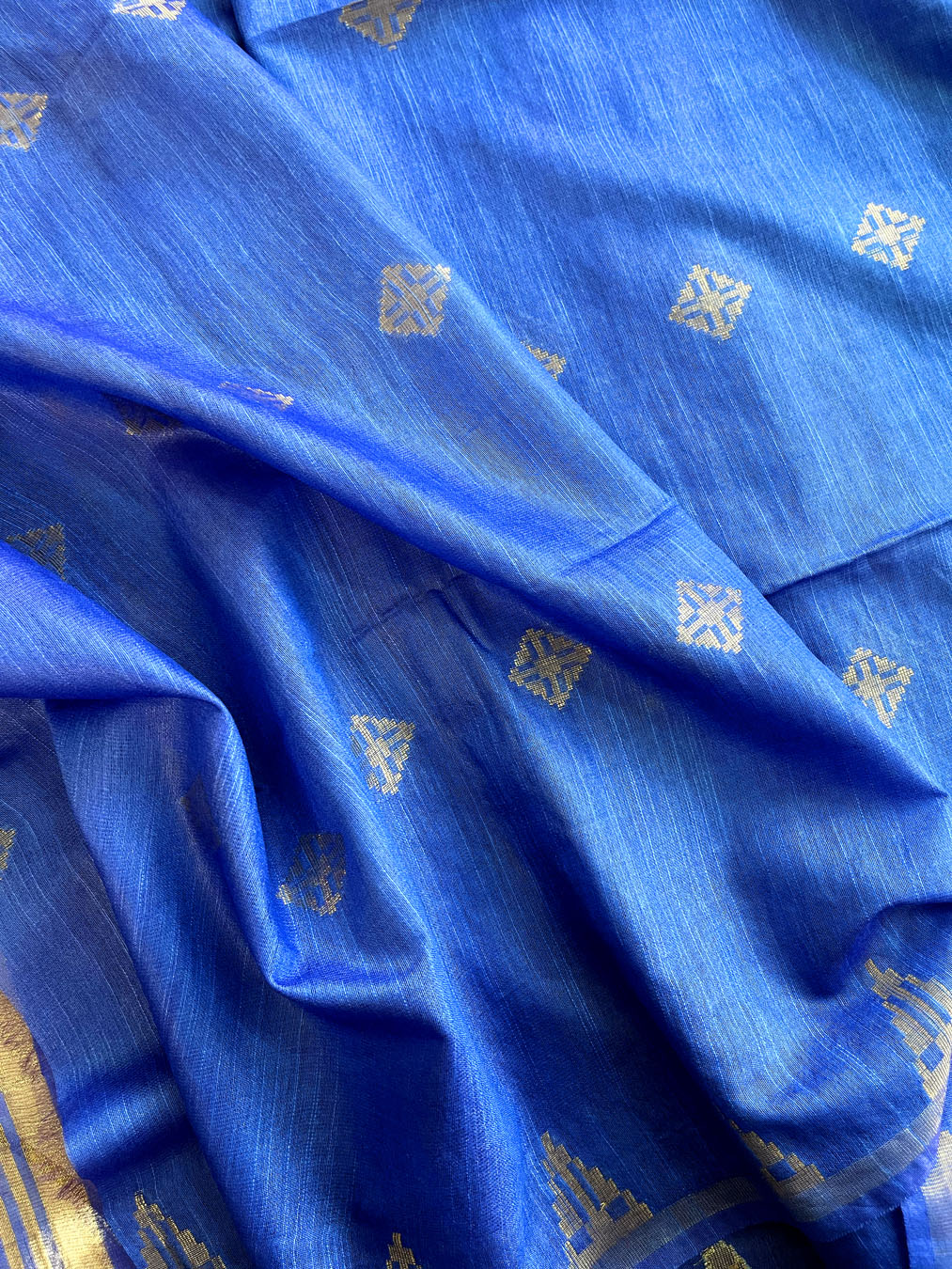 Bengal Silk Cotton With Zari Work - Blue