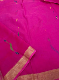 Handloom Silk Cotton Saree Jamdani weave Saree -Magenta