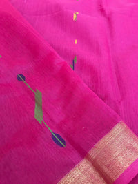 Handloom Silk Cotton Saree Jamdani weave Saree -Magenta