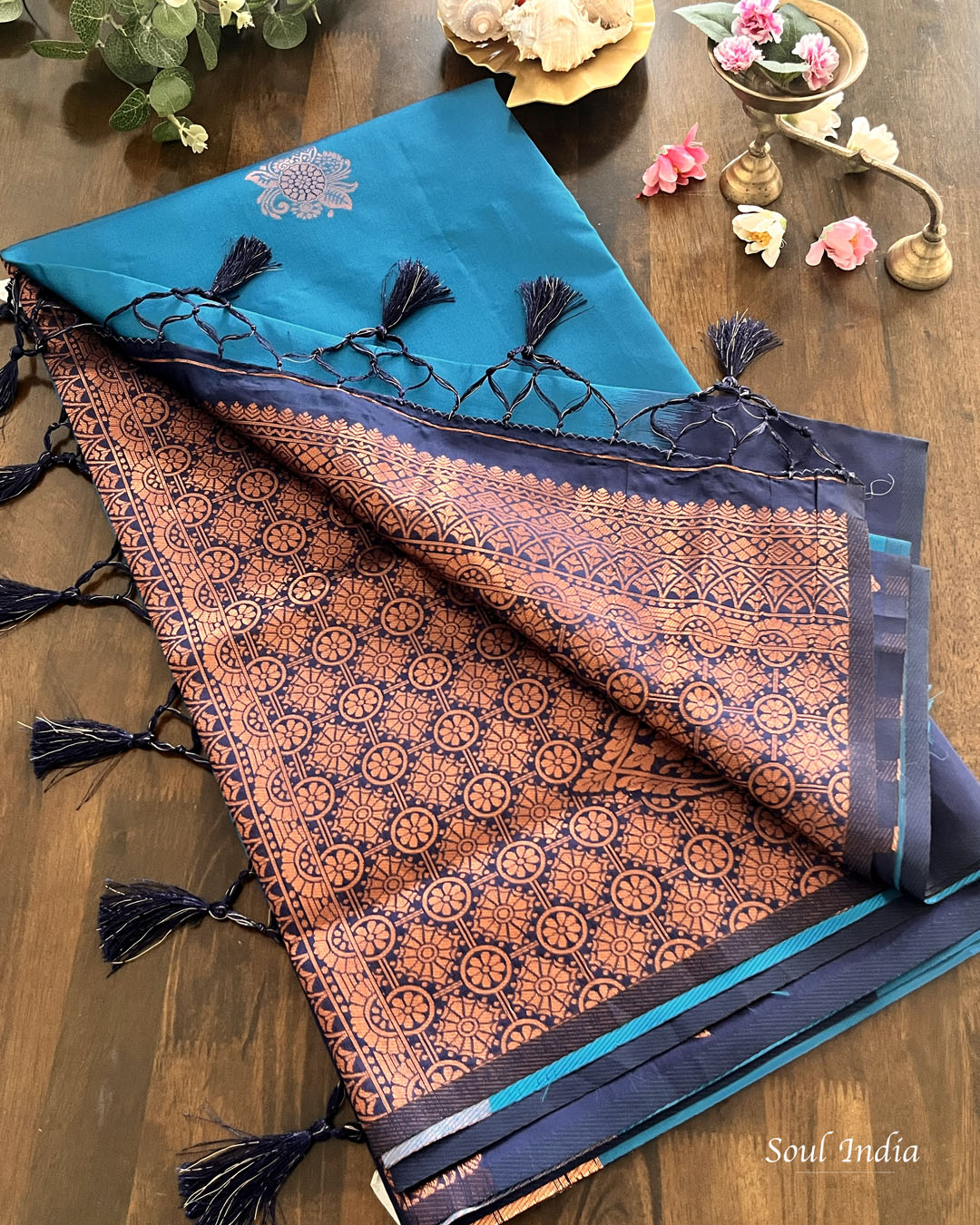 South Silk Saree With Heavy Zari Work-Blue