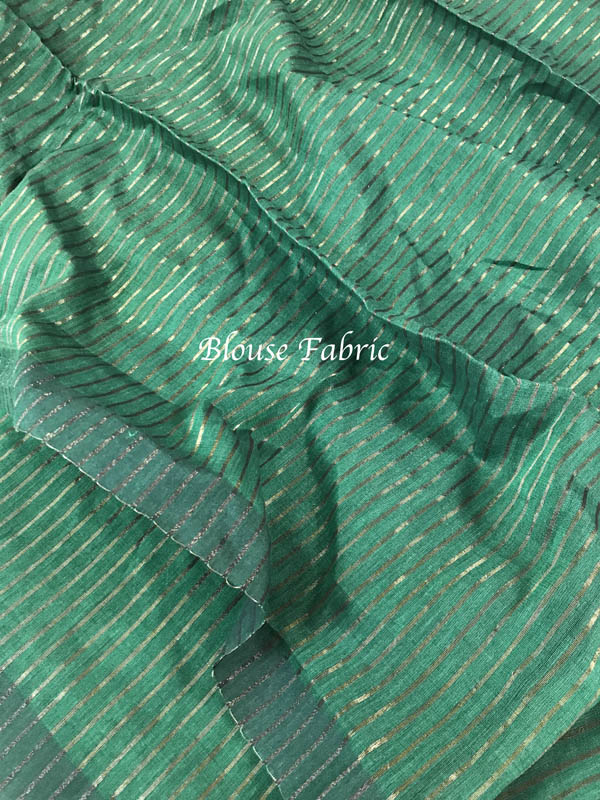 Handloom Mulmul Cotton Saree With Woven Design- Green