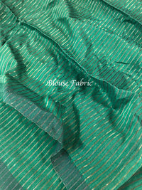 Handloom Mulmul Cotton Saree With Woven Design- Green