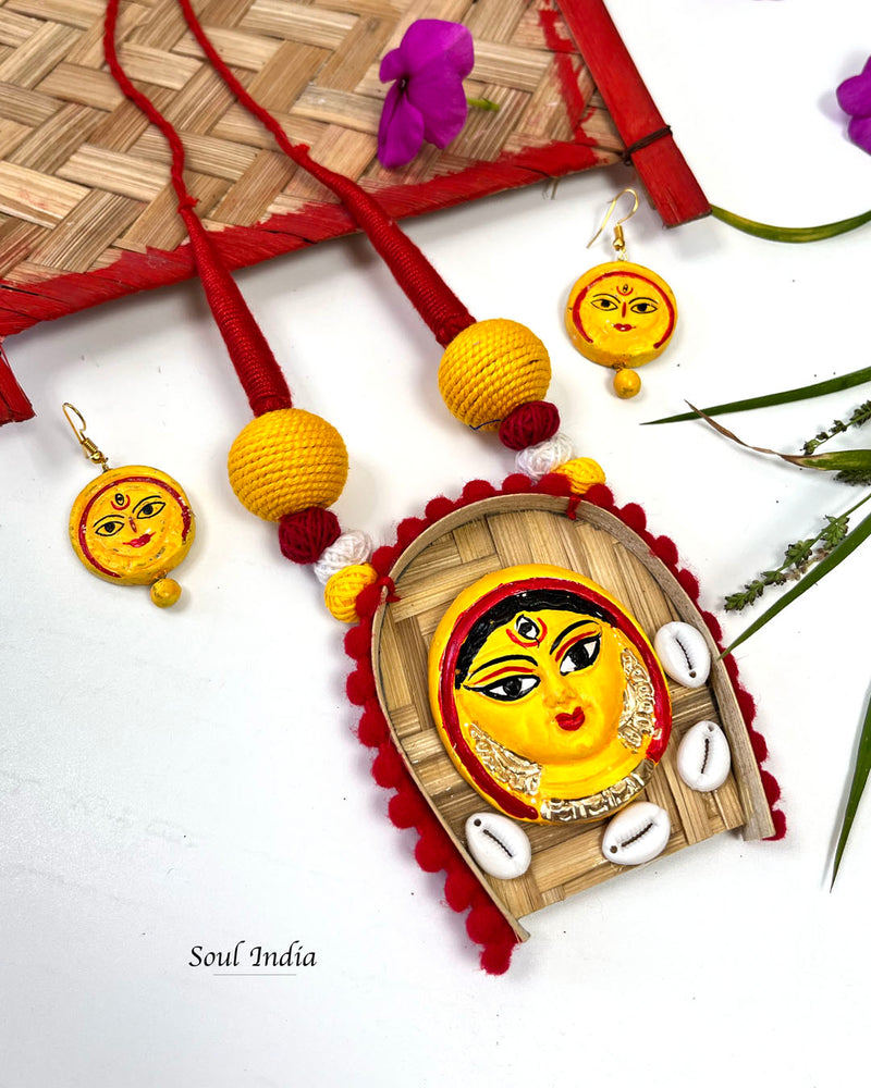 Handmade Terracotta Durga Terracotta Jewellery Set