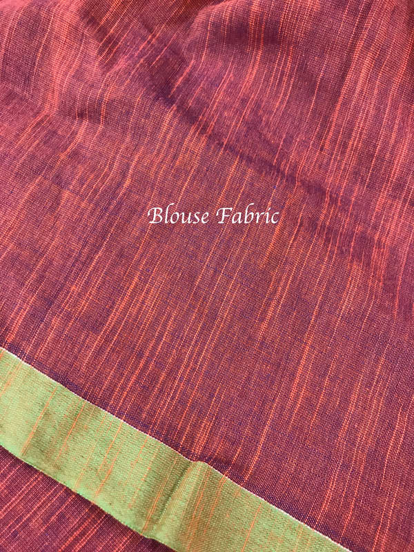 Handloom Khadi Cotton Saree - Orange