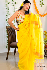 Casata - Cotton Saree With Woven Design - Yellow