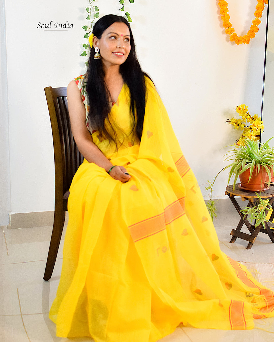 Casata - Cotton Saree With Woven Design - Yellow