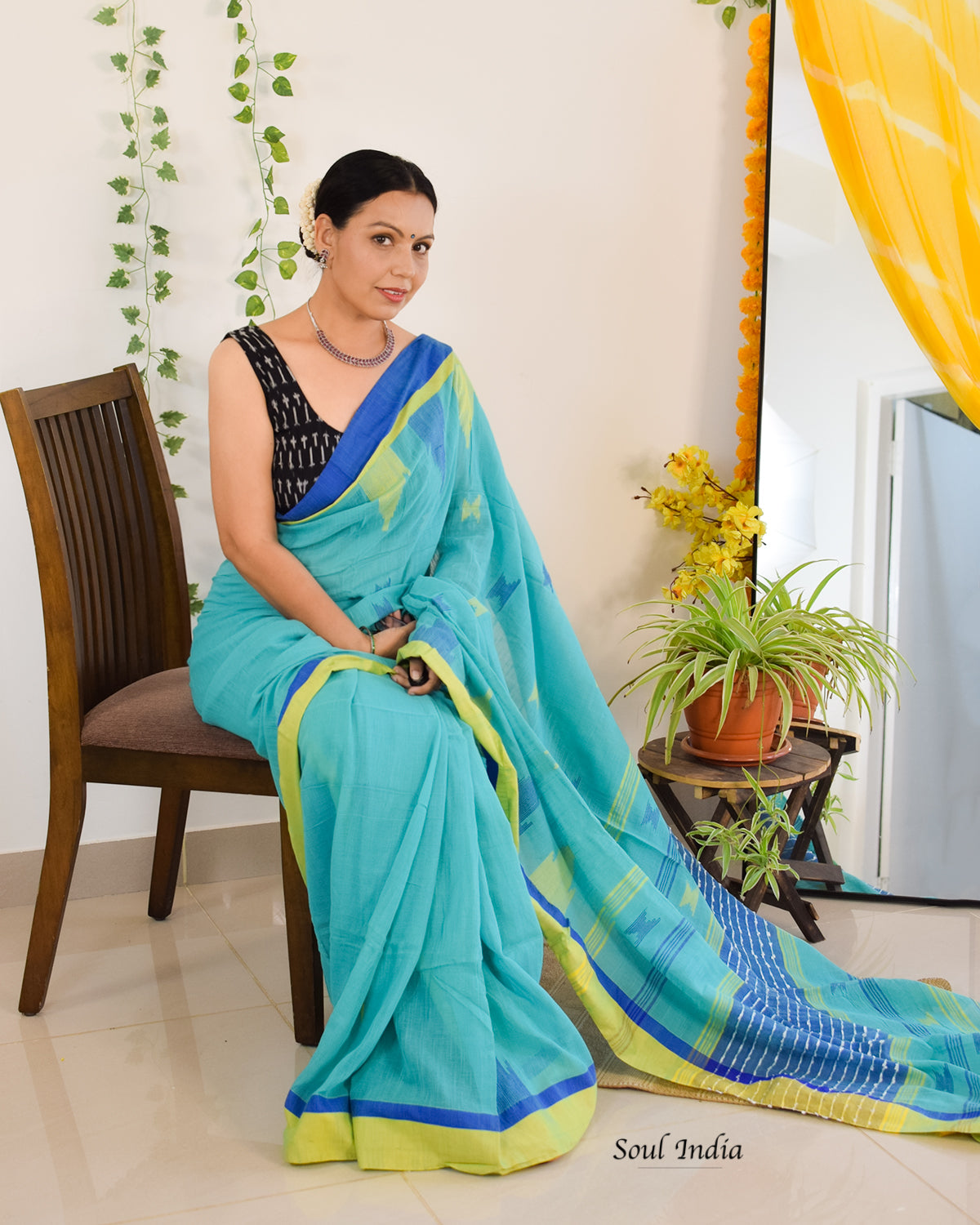 Handloom Khadi Cotton Saree With Woven Design - Green