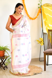 Sehar - Cotton Saree With Woven Design - Off White