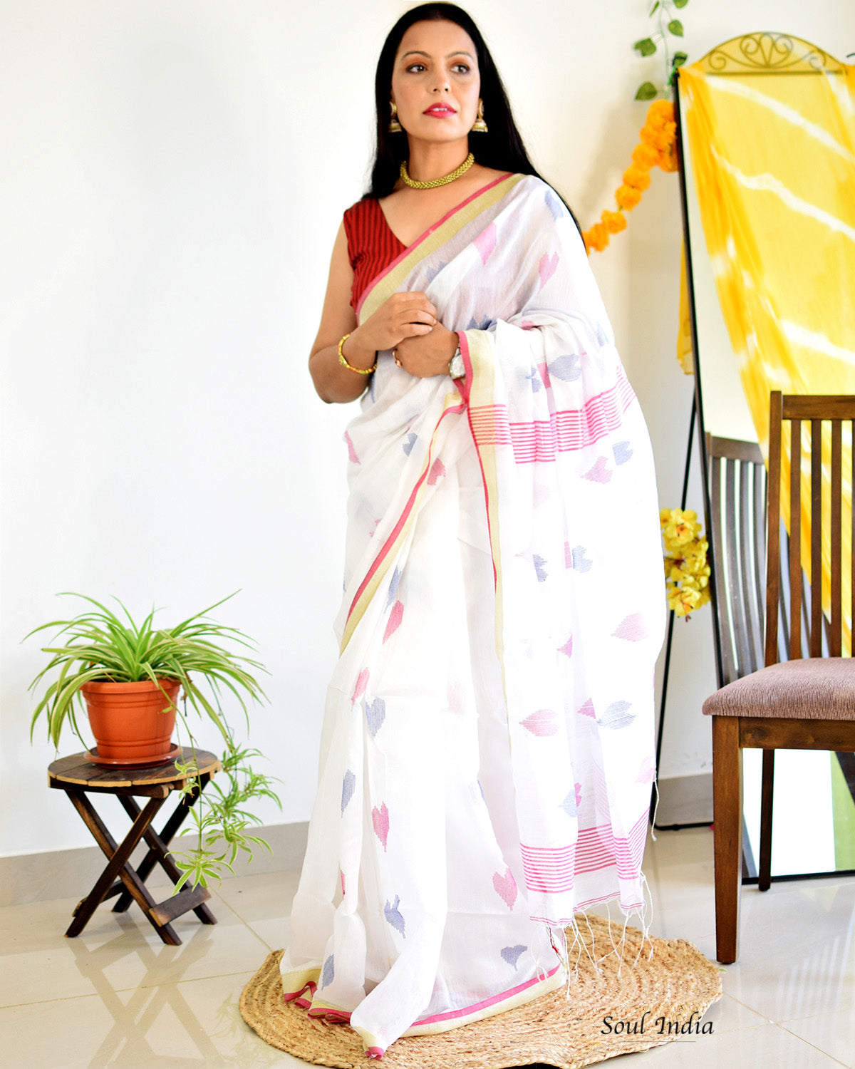 Sehar - Cotton Saree With Woven Design - Off White