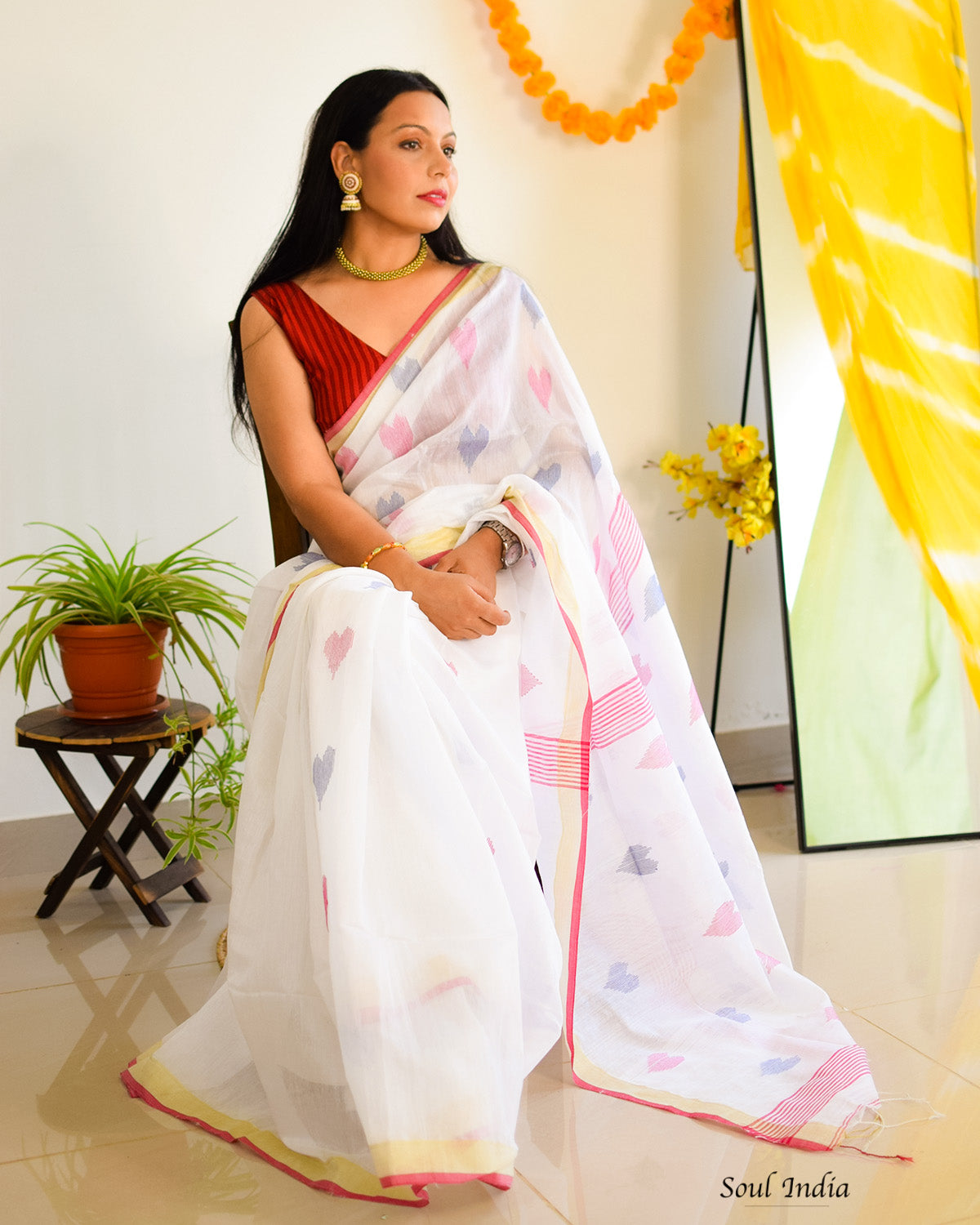 Sehar - Cotton Saree With Woven Design - Off White